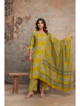 Anurang - Women Printed Pure Cotton Kurta With Pant & Dupatta