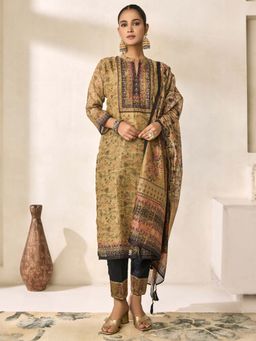 Women Plus - Digitally Printed Chanderi Silk Kurta With Pant & Dupatta