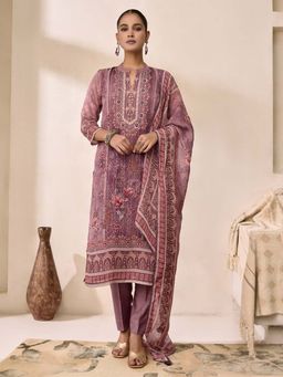 Women Plus - Digitally Floral Print Pure Organza Silk Kurta With Pant & Dupatta