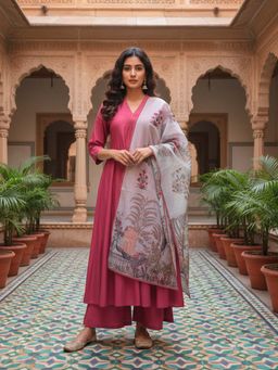 Mabish By Sonal Jain - Pink Flare Kurta With Palazzo & Dupatta