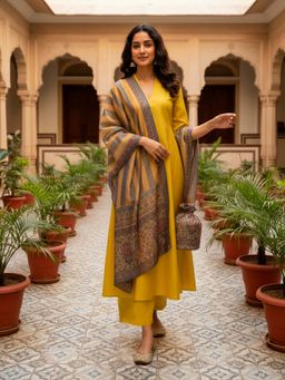 Mabish By Sonal Jain - Yellow Flare Kurta With Palazzo & Dupatta