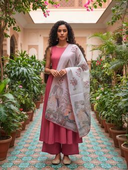 Mabish By Sonal Jain - Pink Sleeveless A-Line Kurta With Palazzo & Dupatta