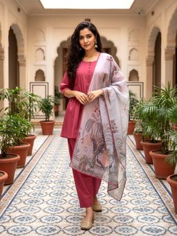 Mabish By Sonal Jain - Pink Short Flare Kurta With Salwar & Dupatta