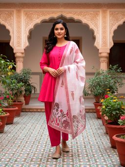 Mabish By Sonal Jain - Pink Short Flare Kurta With Salwar & Dupatta