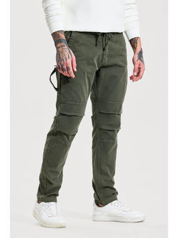 Snitch - Men Olive Cotton Blend Cargo