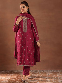 Libas - Women Pink Embroidered Kurta with Pant and Dupatta (Set of 3)