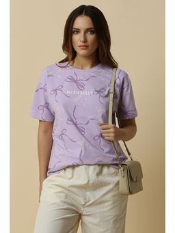 Allen Solly - Women Lilac Print Casual T-Shirt