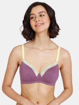 Zivame - Happy Basics Padded Non-Wired 3-4th Coverage T-Shirt Bra - Passion - Purple