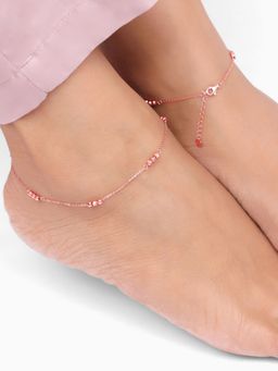 GIVA - 925 Silver Rose Gold Triple Beads Anklet