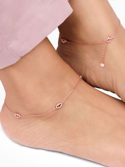 GIVA - 925 Silver Blue Evil Eye Trio Anklet