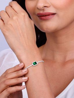 GIVA - 925 Silver Opulence Of Green Tennis Bracelet