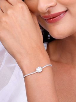 GIVA - 925 Silver Square Of White Tennis Bracelet
