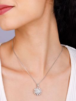 GIVA - 925 Silver White Heavenly Flower Pendant with Box Chain