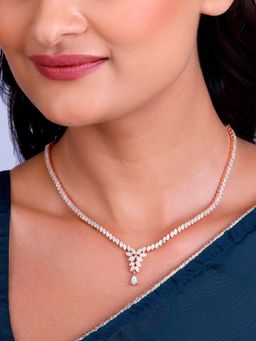 GIVA - 925 Silver White Bridal Floral Necklace