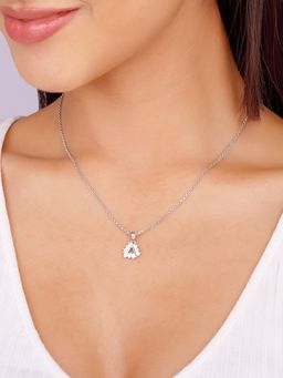 GIVA - 925 Silver White Sparkly Triangle Pendant with Link Chain