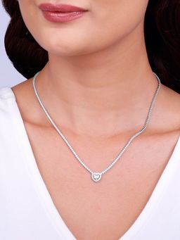 GIVA - 925 Silver White Solitaire Love Necklace