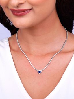 GIVA - 925 Silver Solitaire Blue Heart Necklace