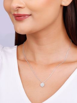 GIVA - 925 Silver White Twofold Solitaire Pendant with Link Chain