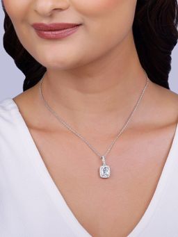 GIVA - 925 Silver White Vesper Pendant with Link Chain