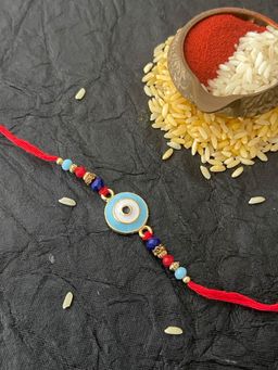 Digital Dress Room - Rakhi Evil Eye Charm Crystal Beads Red Thread Rakhee for Brother