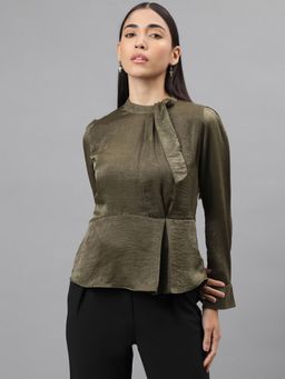 Latin Quarters - Women Olive Color Full Sleeve Solid Top
