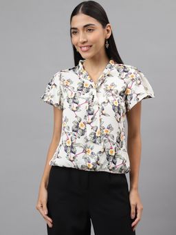 Latin Quarters - Women Floral Print Tie Up Fancy Top