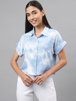 Latin Quarters - Women Blue Color Tie Dye Fancy Shirt