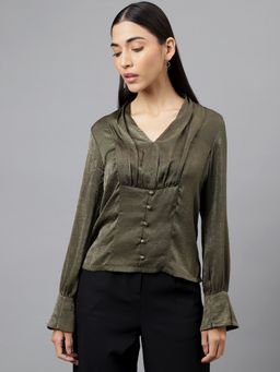 Latin Quarters - Women Olive Color Solid Top