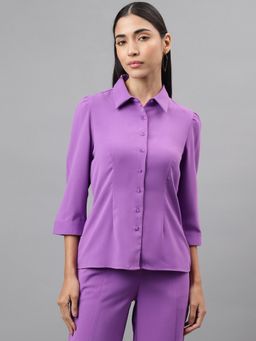 Latin Quarters - Women Purple Color Solid Shirt