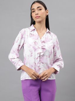Latin Quarters - Women White Color Floral Print Top