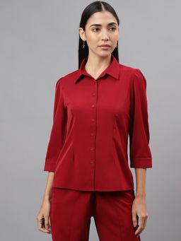 Latin Quarters - Women Maroon Color Solid Shirt