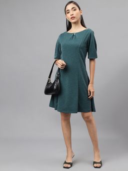 Latin Quarters - Women Teal Mini Length Stylish Solid Dress