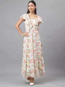 Latin Quarters - Women White Color Floral Print Maxi Dress