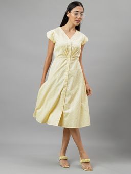 Latin Quarters - Women Yellow Midi Length Stylish Solid Dress