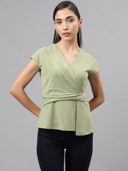 Latin Quarters - Women Green Color Solid Top