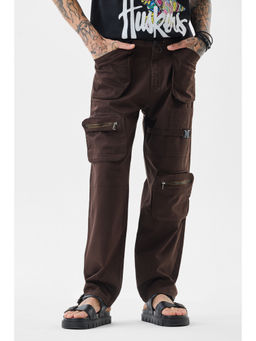 Snitch - Men Dark Brown Solid Regular Casual Jeans