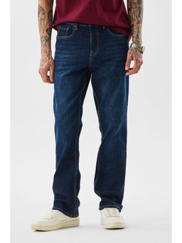 Snitch - Men Navy Blue Solid Straight Casual Jeans
