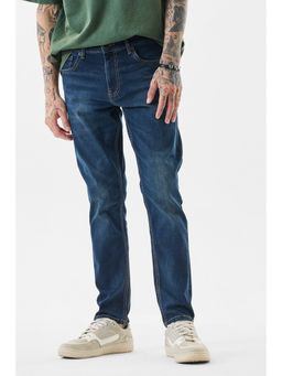 Snitch - Dark Blue Solid Tapered Casual Jeans for Men
