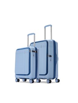 Aristocrat - Unisex Solana Blue Hard Luggage Trolley Bags (S/M) (Pack of 2)