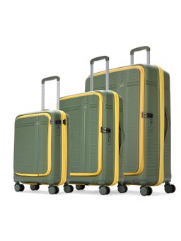 Aristocrat - Unisex Solana Green Hard Luggage Trolley Bags (S/M/L) (Pack of 3)