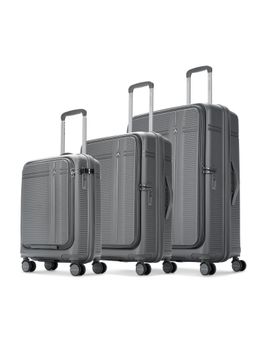 Aristocrat - Unisex Solana Grey Hard Luggage Trolley Bags (S/M/L) (Pack of 3)
