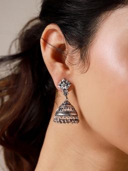 Voylla - Rajvika Silver Jhumka Earrings