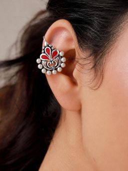 Voylla - Rangrez Silver Lotus Bugadi Earrings
