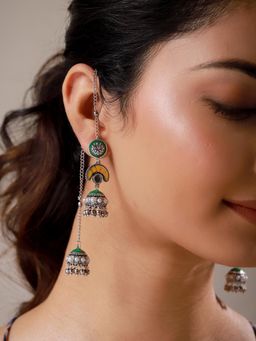 Voylla - Meherbaan Chandbali Tassel Drop Earrings