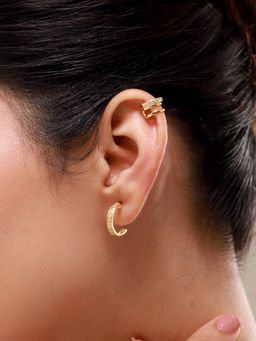Voylla - Trendy Golden Spark Duo Earrings (Pack of 2)