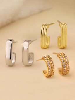 Voylla - Dual Glow Hoop Trio Combo Earrings (Pack of 3)