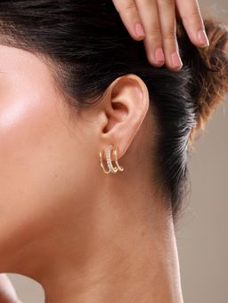 Voylla - Trendy Golden Curve CZ Stud Earrings
