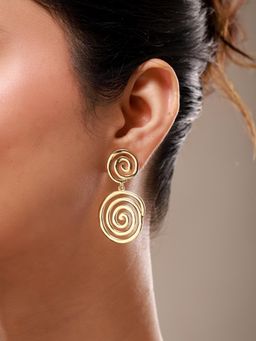 Voylla - Trendy Golden Spiral Drop Earrings
