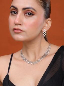 Silvermerc Designs - Silver Plated American Diamond Jewellery Set