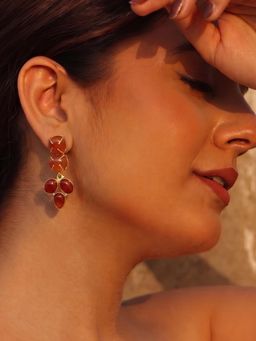 BINNI - Red Stone Halo Dangle Earrings